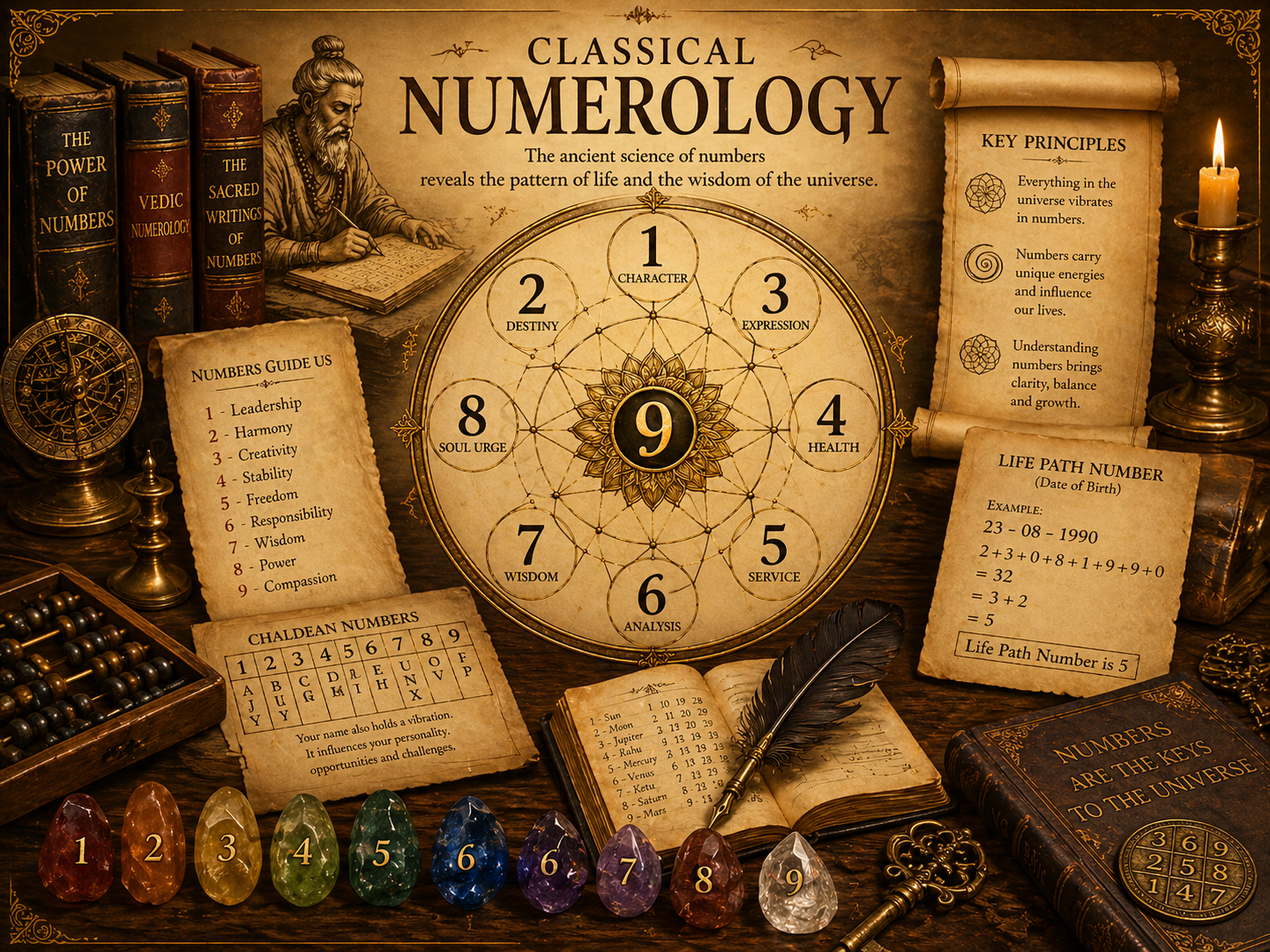 Classical Numerology — Core Numbers from Birth Date and Name