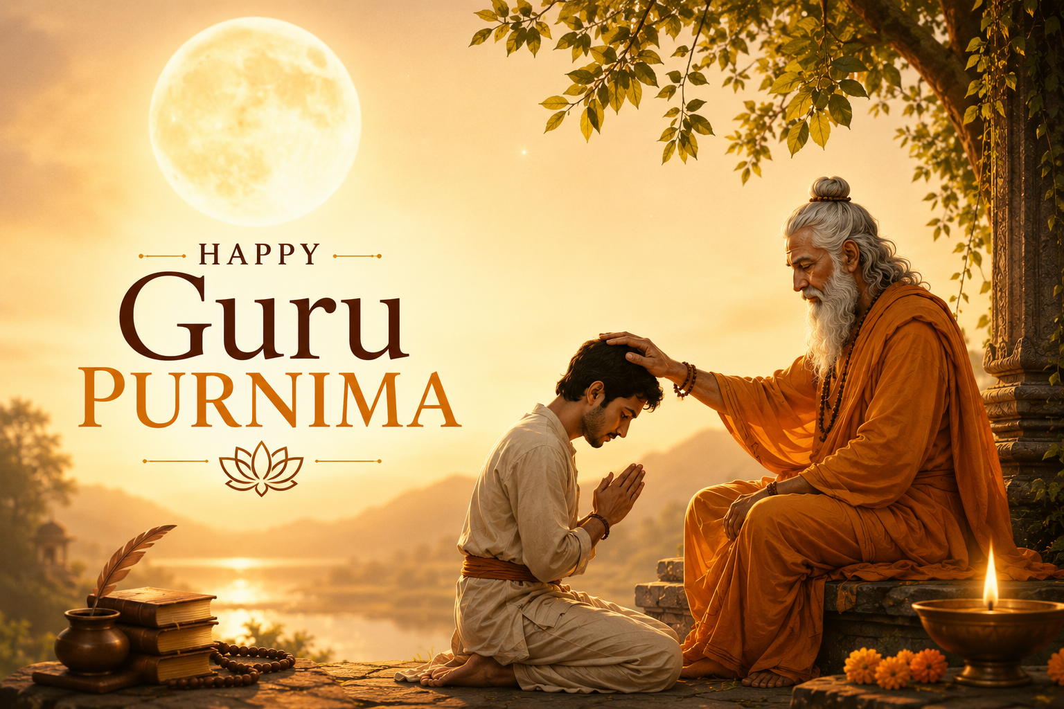 Shishya bows to his Guru on Guru Purnima