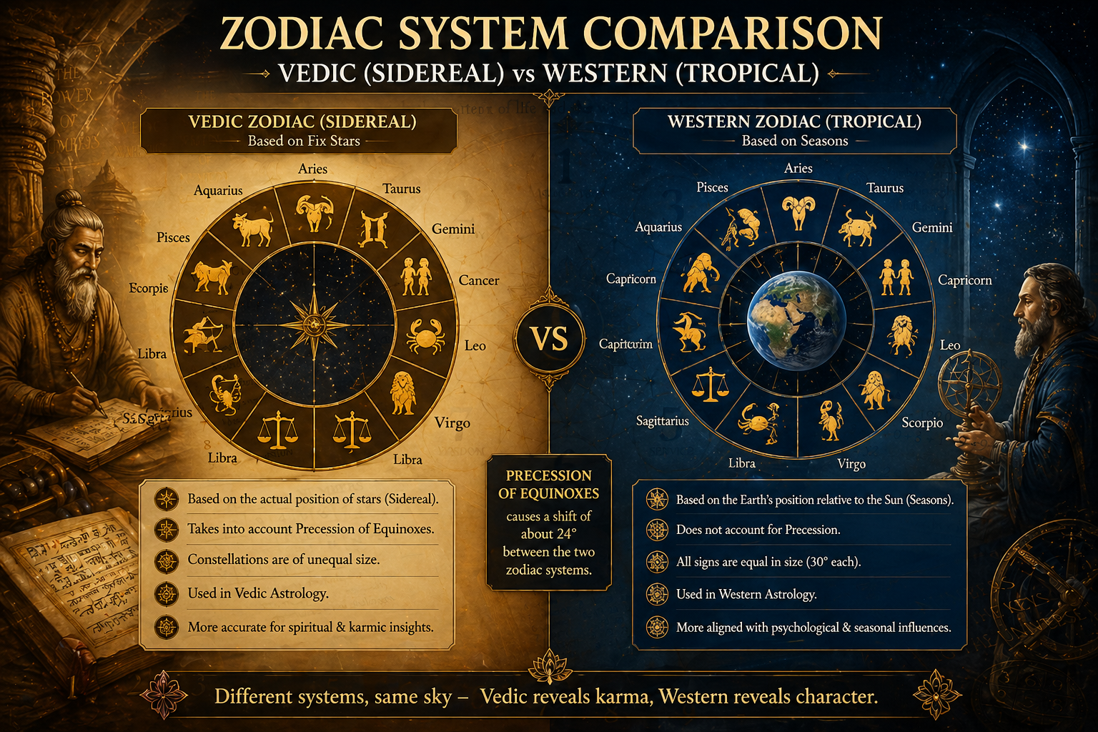 Comparing Sidereal and Tropical Zodiacs